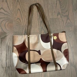 COACH Signature Scarf Print Brown & Green Tote

C0768-11116